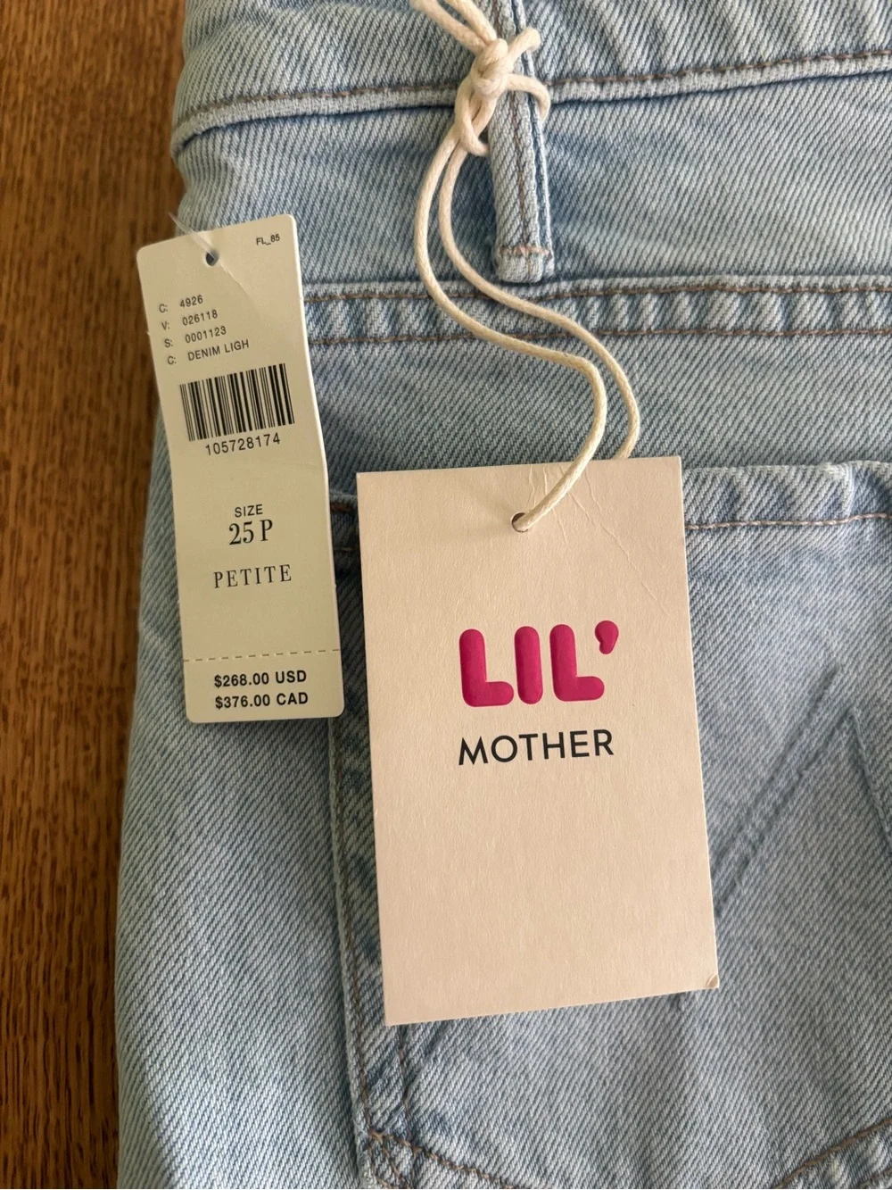 NWT MOTHER Lil Hustler Roller Sneak Wash Wide Leg Women’s Jeans - Light Blue